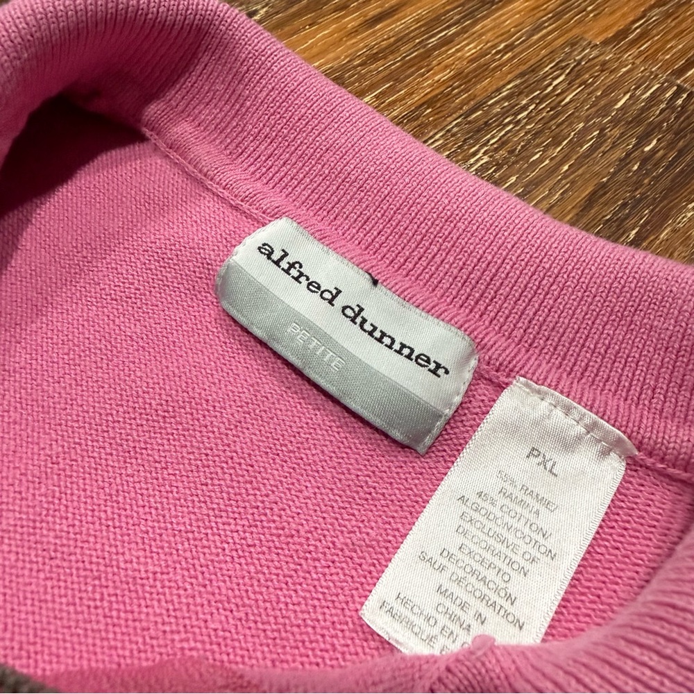 Alfred Dunner Women's Pink Floral Embroidered Quarter Zip Knit Sweater Petite XL - Picture 7 of 7